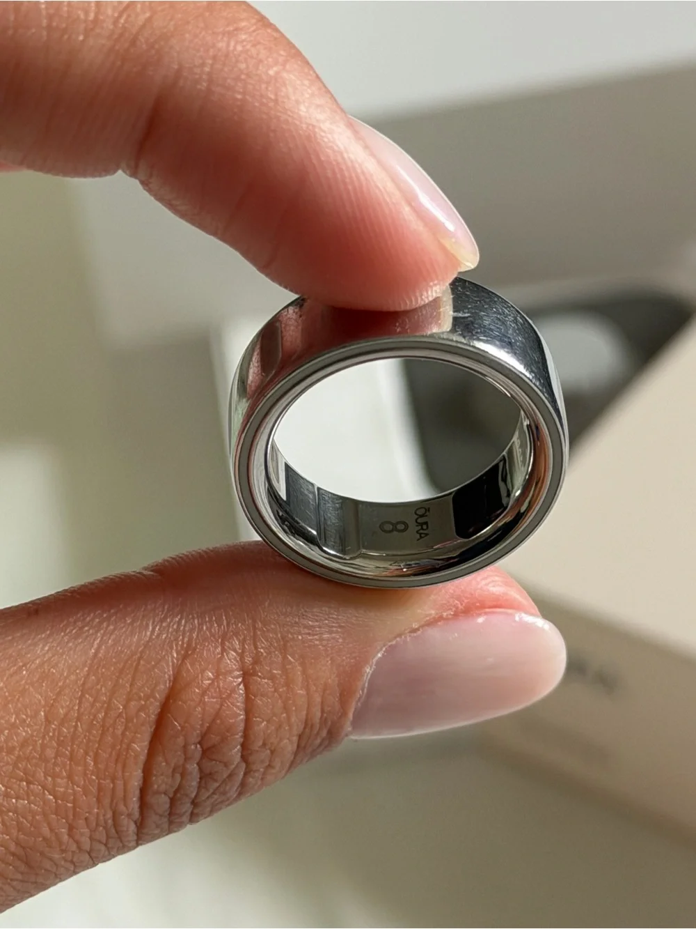 Oura Ring Size 8 Silver with Charging Dock and Box